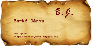 Barkó János névjegykártya